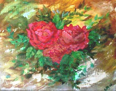 Antique Roses-Acrylic Painting