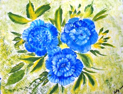 Blue Roses - Acrylic Painting